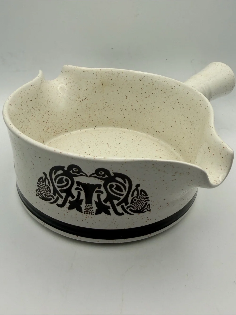 Vintage Brendan Erin stone “ Celtic bird” sauce pan